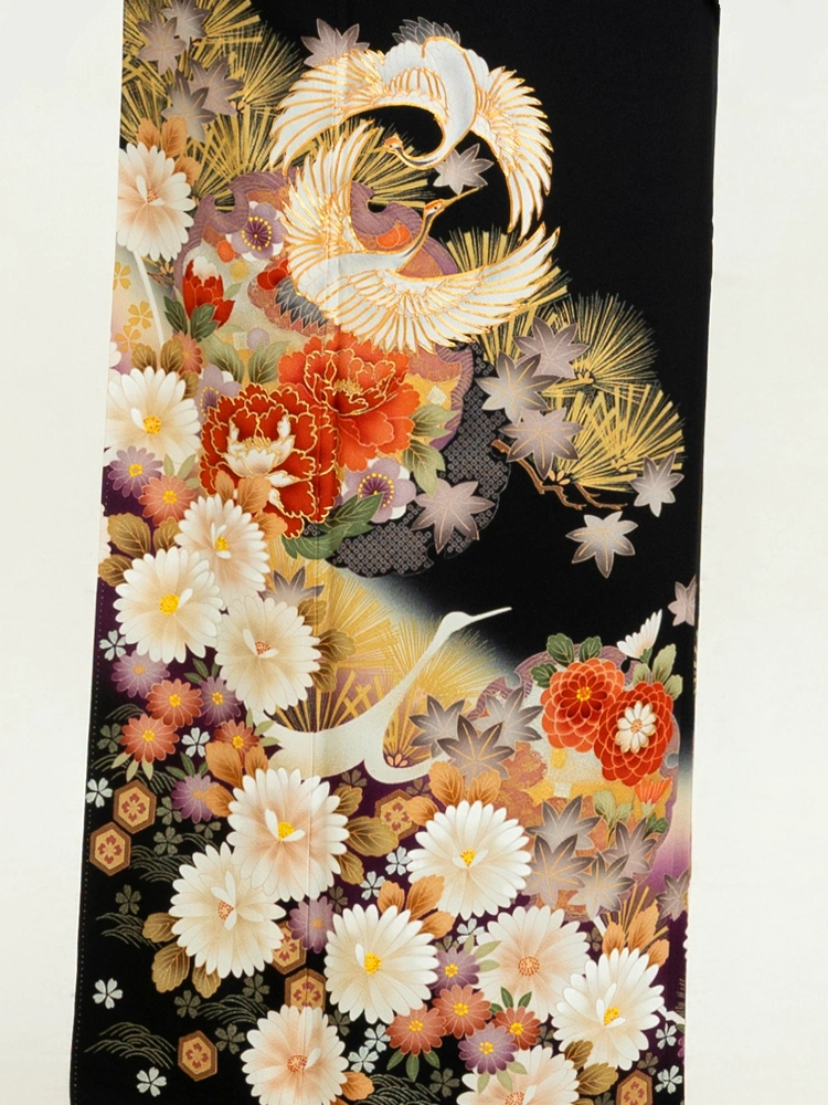 黒留袖 マッシュ 豪華金駒×向かい鳳凰×雲取り菊菱】黒留袖ハイネックドレス