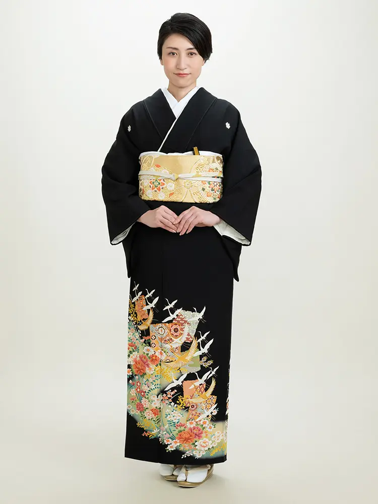 黒留袖／群鶴に四季の花（AL0185）｜都民共済 モーニング・留袖