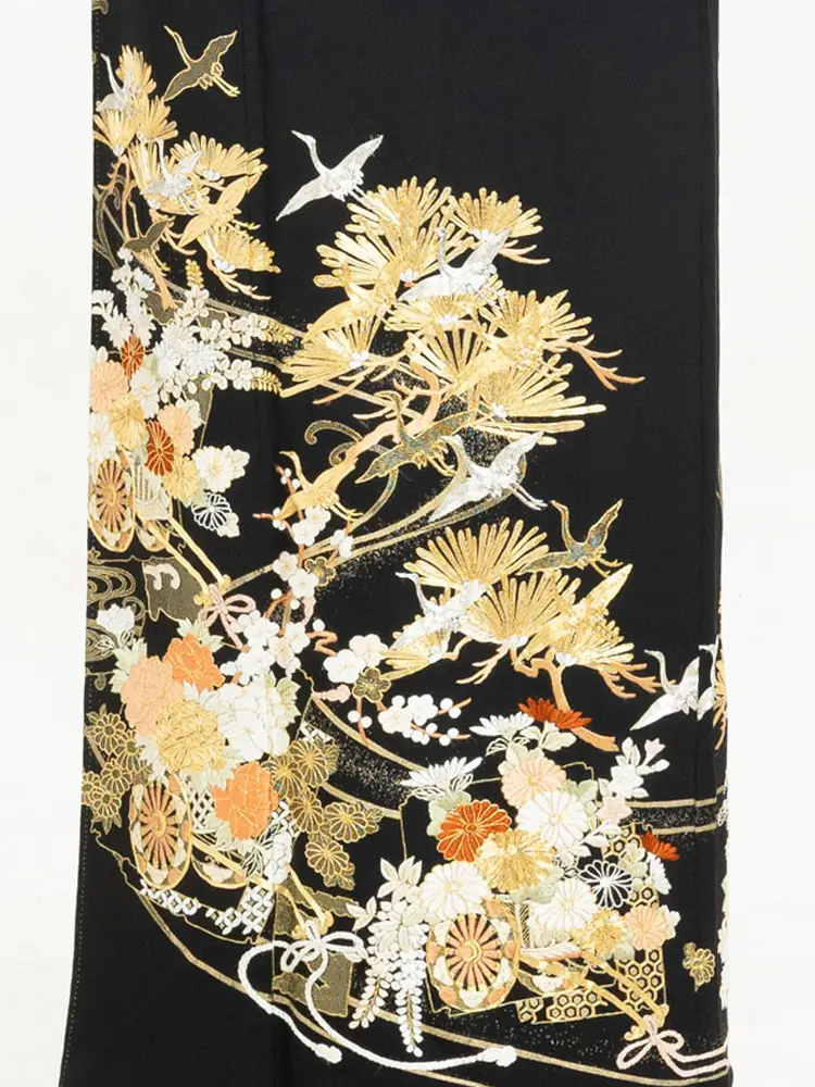 黒留袖／金彩松に花車 鶴（AL0220）｜衣装レンタル 【BLESS MENS